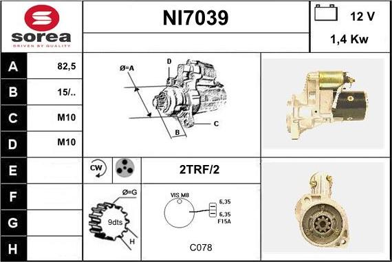 Sera NI7039 - Стартер www.autospares.lv