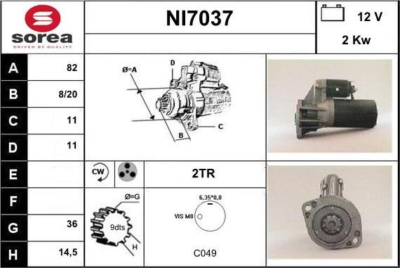 Sera NI7037 - Starteris www.autospares.lv