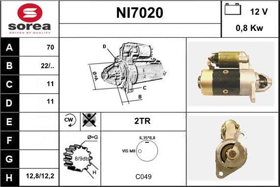 Sera NI7020 - Starter www.autospares.lv