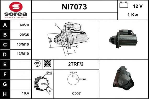 Sera NI7073 - Starter www.autospares.lv