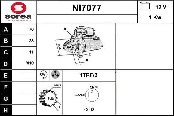 Sera NI7077 - Starteris autospares.lv