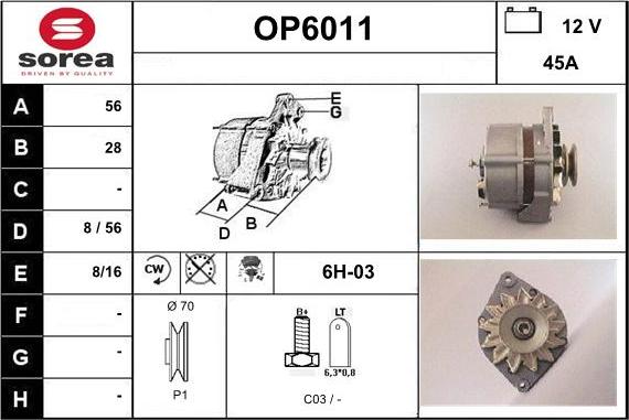 Sera OP6011 - Генератор www.autospares.lv