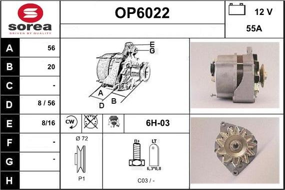 Sera OP6022 - Alternator www.autospares.lv