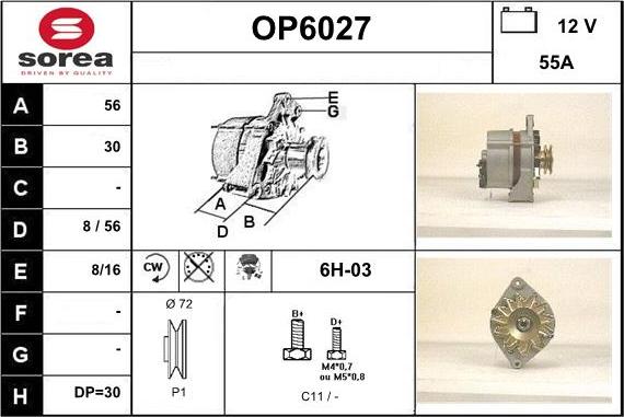 Sera OP6027 - Alternator www.autospares.lv