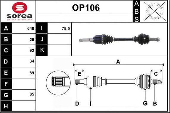 Sera OP106 - Piedziņas vārpsta autospares.lv