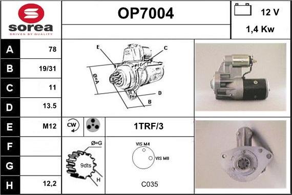 Sera OP7004 - Starteris www.autospares.lv