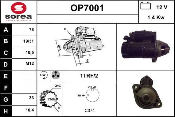 Sera OP7001 - Starteris www.autospares.lv