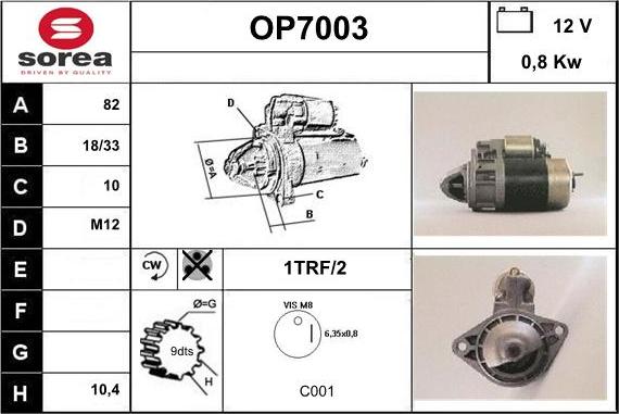 Sera OP7003 - Стартер www.autospares.lv