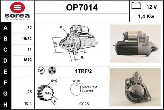 Sera OP7014 - Стартер www.autospares.lv