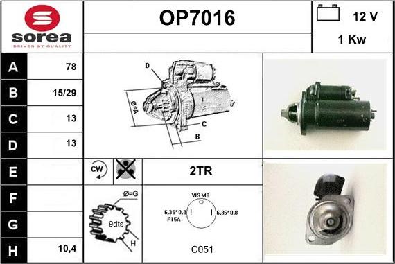 Sera OP7016 - Starteris autospares.lv