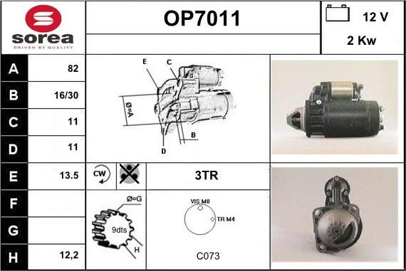 Sera OP7011 - Стартер www.autospares.lv