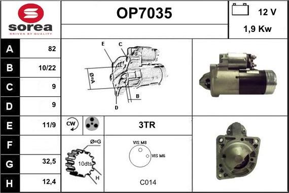 Sera OP7035 - Стартер www.autospares.lv