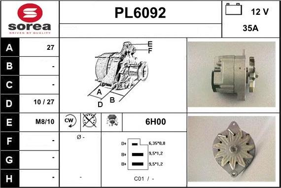 Sera PL6092 - Alternator www.autospares.lv