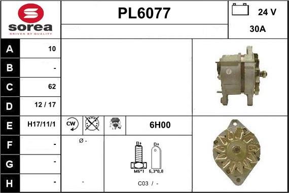 Sera PL6077 - Alternator www.autospares.lv