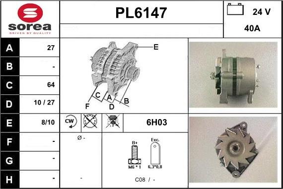 Sera PL6147 - Alternator www.autospares.lv