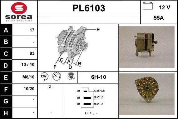 Sera PL6103 - Alternator www.autospares.lv