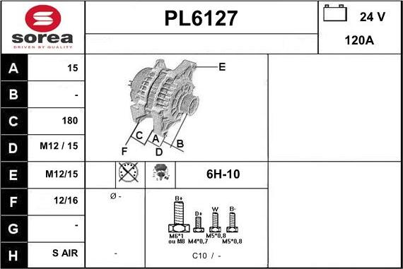 Sera PL6127 - Alternator www.autospares.lv