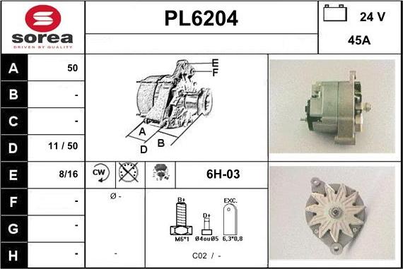 Sera PL6204 - Alternator www.autospares.lv