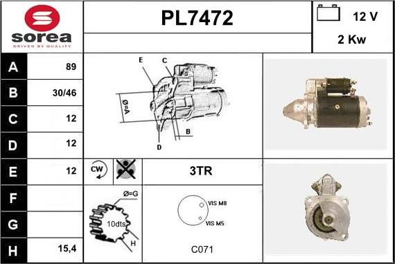 Sera PL7472 - Starteris autospares.lv