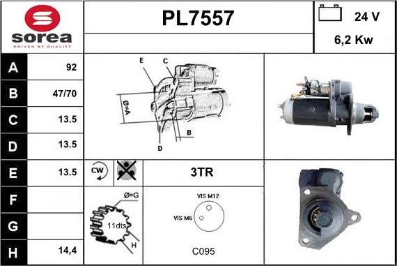 Sera PL7557 - Starteris www.autospares.lv