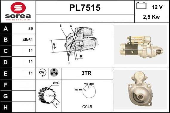 Sera PL7515 - Starteris www.autospares.lv