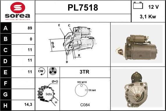 Sera PL7518 - Starteris autospares.lv