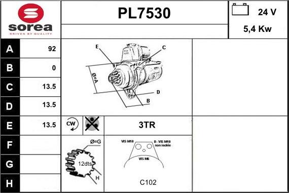 Sera PL7530 - Starteris www.autospares.lv