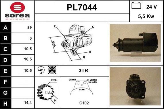 Sera PL7044 - Стартер www.autospares.lv