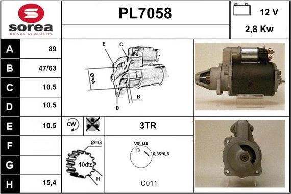 Sera PL7058 - Starteris autospares.lv