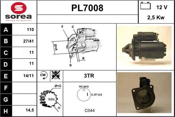 Sera PL7008 - Starteris autospares.lv