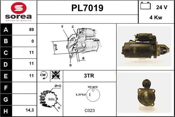 Sera PL7019 - Стартер www.autospares.lv