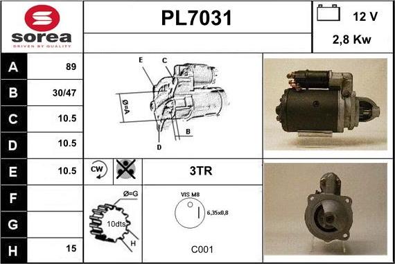 Sera PL7031 - Starteris autospares.lv