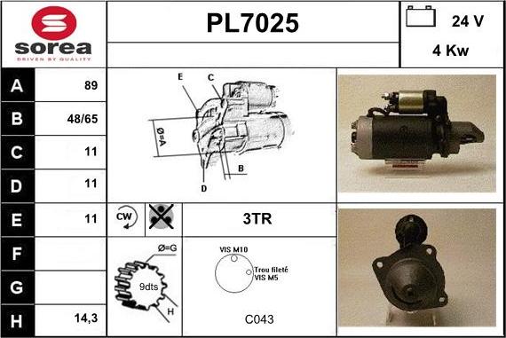 Sera PL7025 - Starteris autospares.lv