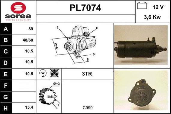 Sera PL7074 - Starteris autospares.lv