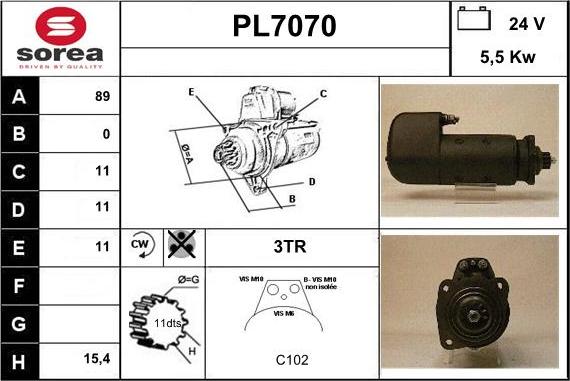 Sera PL7070 - Starteris autospares.lv