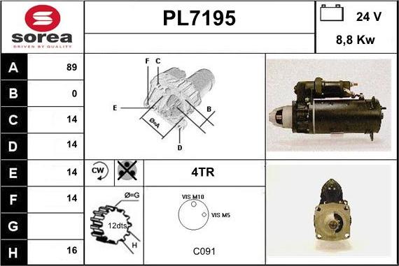 Sera PL7195 - Starteris www.autospares.lv