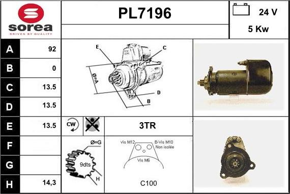 Sera PL7196 - Starteris www.autospares.lv