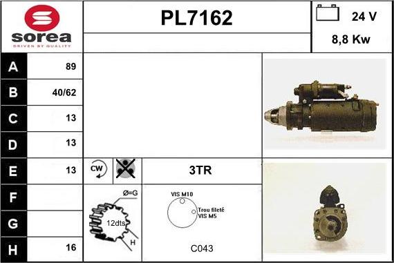 Sera PL7162 - Starteris www.autospares.lv