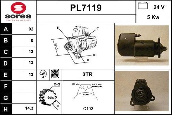 Sera PL7119 - Starteris www.autospares.lv