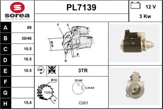 Sera PL7139 - Starteris autospares.lv