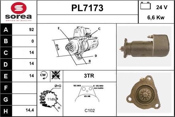 Sera PL7173 - Starteris autospares.lv