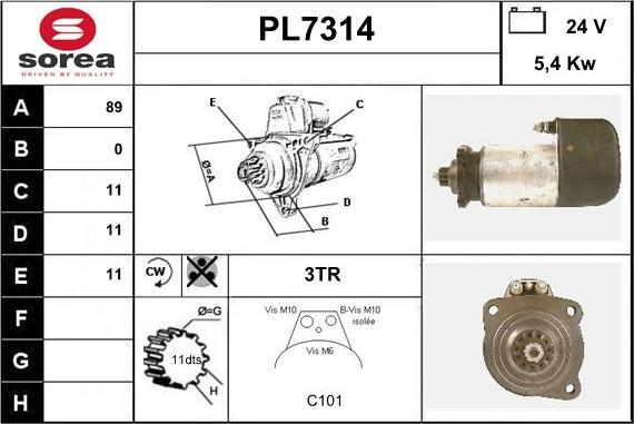 Sera PL7314 - Starteris autospares.lv