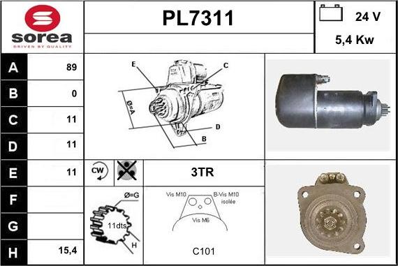 Sera PL7311 - Starteris autospares.lv