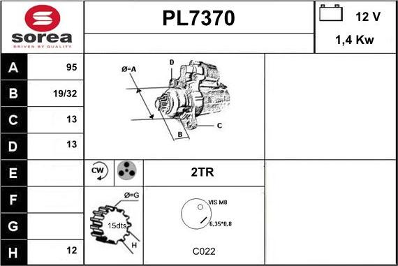 Sera PL7370 - Starteris autospares.lv