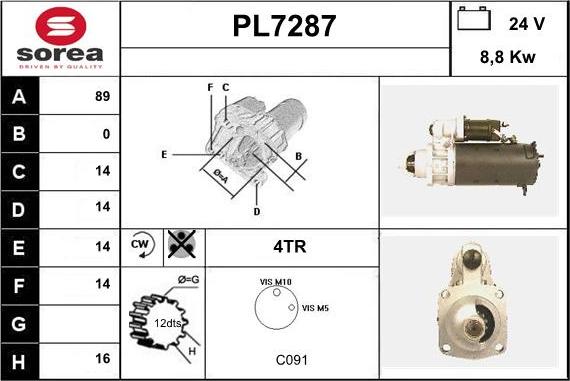 Sera PL7287 - Starteris www.autospares.lv