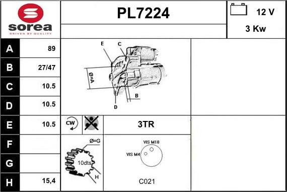 Sera PL7224 - Starteris autospares.lv