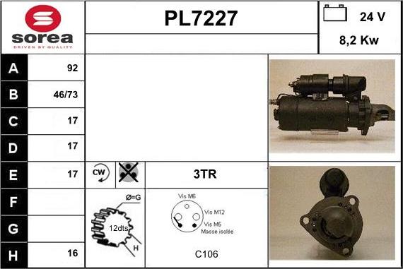 Sera PL7227 - Starteris autospares.lv