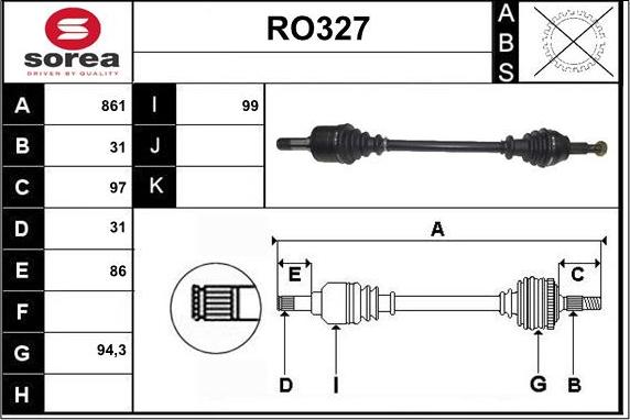 Sera RO327 - Piedziņas vārpsta www.autospares.lv