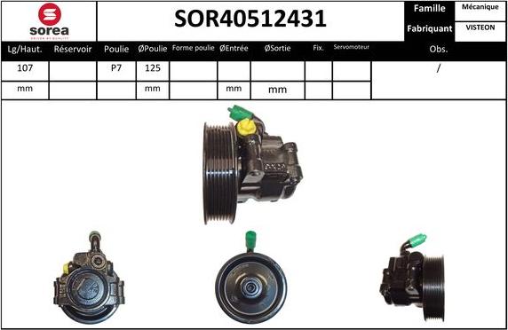 Sera SOR40512431 - Hidrosūknis, Stūres iekārta www.autospares.lv