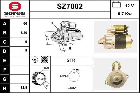 Sera SZ7002 - Стартер www.autospares.lv